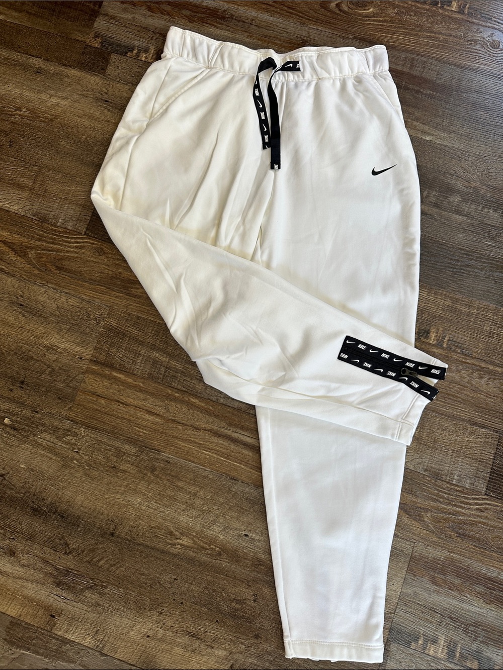 Nike White Jogger Pants with Black Trim
